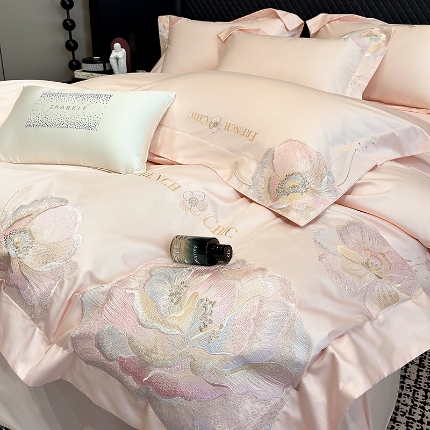 91家纺网 家纺一手货源 找家纺 新款高端刺绣13376长绒棉全棉四件套纯棉被套床笠床单四件套