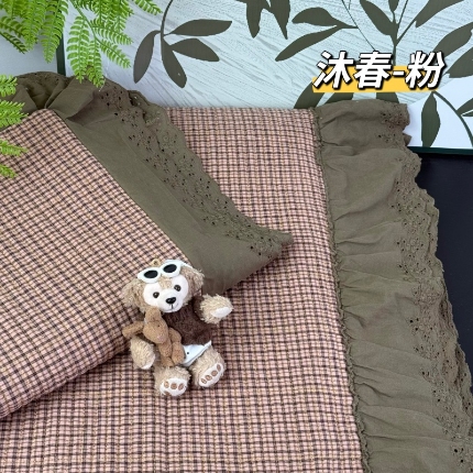 91家纺网 家纺一手货源 找家纺 （总）A类纯棉色织水洗棉床盖240*260CM全棉条纹三件套花边格子四季通用