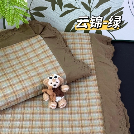 91家纺网 家纺一手货源 找家纺 （总）A类纯棉色织水洗棉床盖240*260CM全棉条纹三件套花边格子四季通用