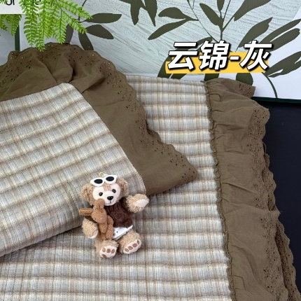 91家纺网 家纺一手货源 找家纺 （总）A类纯棉色织水洗棉床盖240*260CM全棉条纹三件套花边格子四季通用