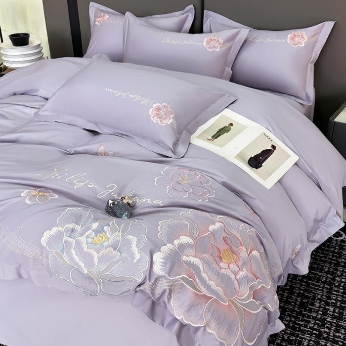 91家纺网 家纺一手货源 找家纺 （总）2026新款A类刺绣澳棉长绒棉轻奢四件套-花开富贵