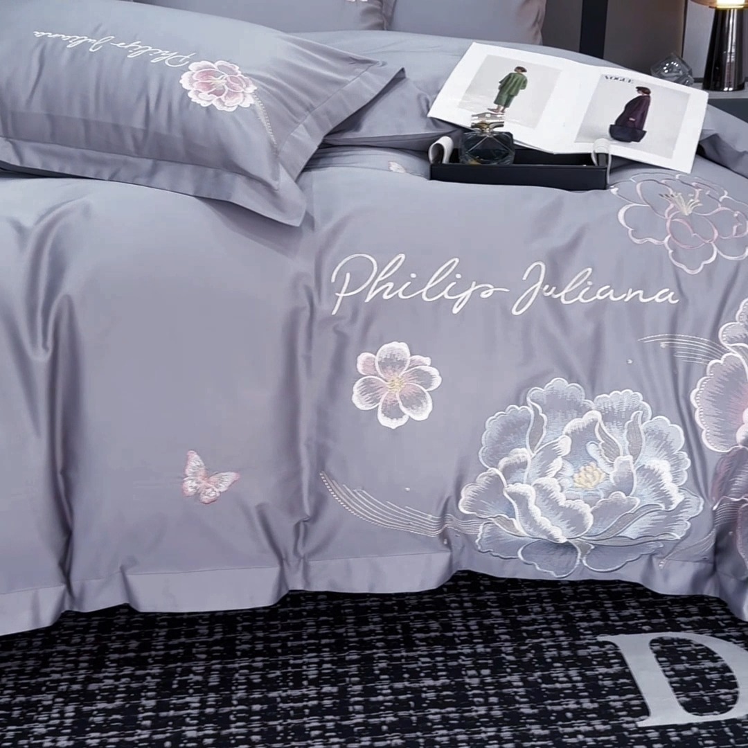 91家纺网 家纺一手货源 找家纺 （总）2026新款A类刺绣澳棉长绒棉轻奢四件套-花开富贵