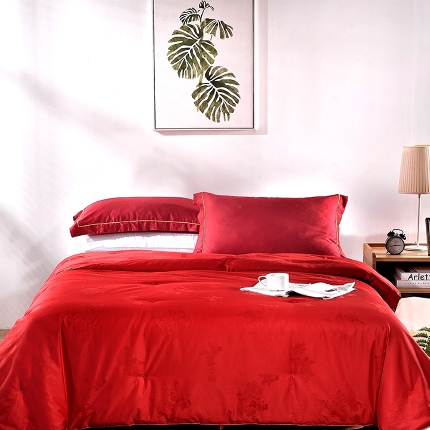 91家纺网 家纺一手货源 找家纺  100%桑蚕丝高级蚕丝被纯棉被子冬被四季被春秋被芯 大红结婚喜被送礼物