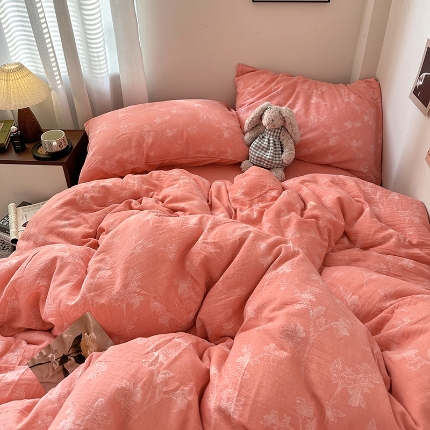 91家纺网 家纺一手货源 找家纺 （总）艾咪-Amy ntmy 2026新款法式复古风全棉色织提花四件套-素雅