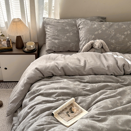 91家纺网 家纺一手货源 找家纺 （总）艾咪-Amy ntmy 2026新款法式复古风全棉色织提花四件套-素雅