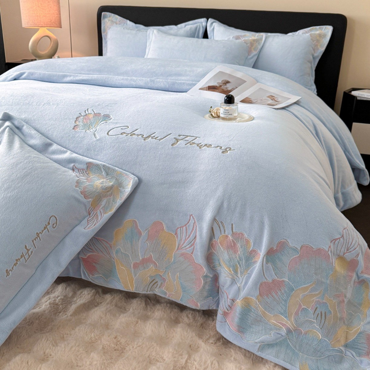 91家纺网 家纺一手货源 找家纺 （总）2026新款牛奶绒刺绣工艺高克重四件套-安娜系列