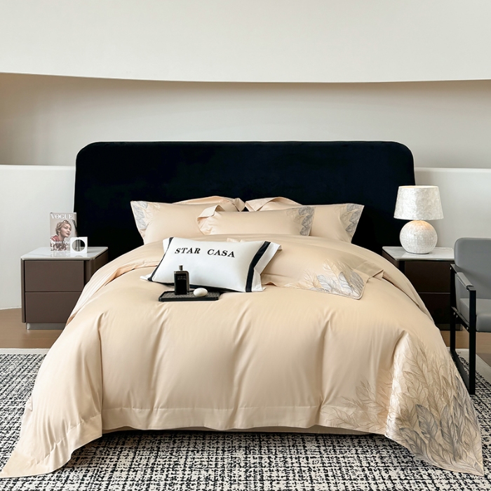 91家纺网 家纺一手货源 找家纺 （总）2025新款A类长绒棉贡缎全棉纯棉刺绣四件套 栖悦