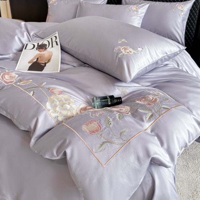 91家纺网 家纺一手货源 找家纺 （总）2026新款全棉纯棉长绒棉刺绣绣花四件套-庄园