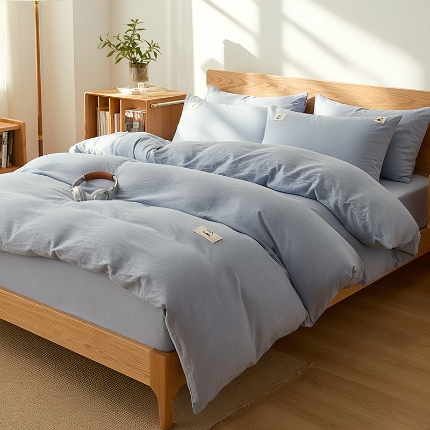 91家纺网 家纺一手货源 找家纺 2026年新款色织全棉纯棉四件套条纹格子复古风床单床笠款套件四季通用（有质检报告）