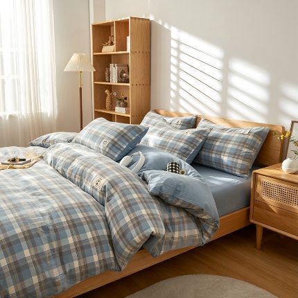 91家纺网 家纺一手货源 找家纺 （总）（含买家秀）2025年新款开学季泡泡棉小竹棉三件套韩版小清新花边款被套床单四件套床品套件