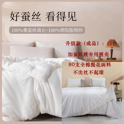 91家纺网 家纺一手货源 找家纺 （总）茧月 蚕丝被 100%桑蚕长丝裸胎 蚕丝原料被芯被子可定做 国标优等品