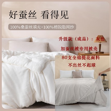 91家纺网 家纺一手货源 找家纺 （总）茧月 蚕丝被 100%桑蚕长丝裸胎 蚕丝原料被芯被子可定做 国标优等品
