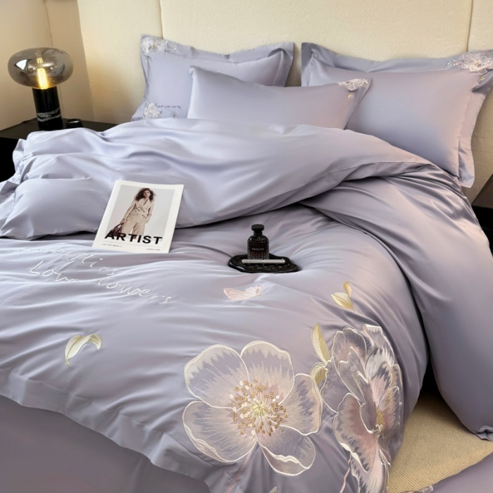 91家纺网 家纺一手货源 找家纺 （总）2026新款全棉纯棉长绒棉刺绣轻奢四件套系列-罗马