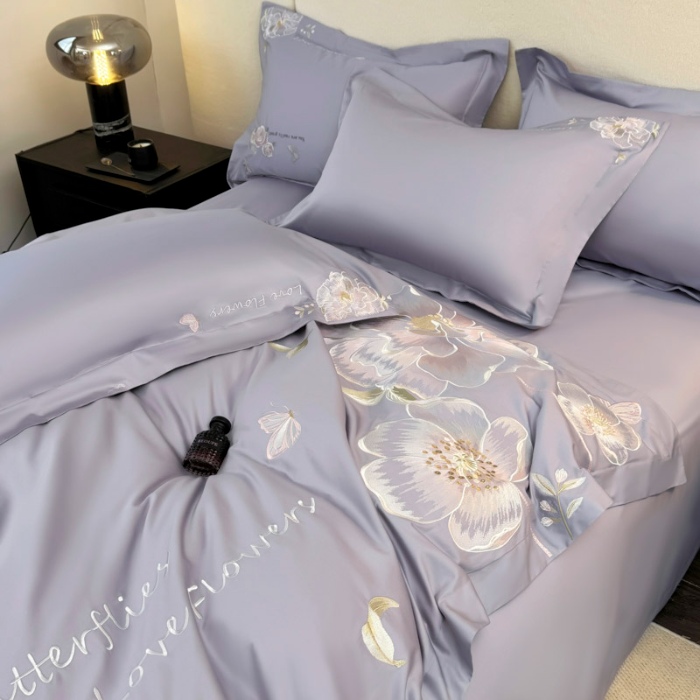 91家纺网 家纺一手货源 找家纺 （总）2026新款全棉纯棉长绒棉刺绣轻奢四件套系列-罗马