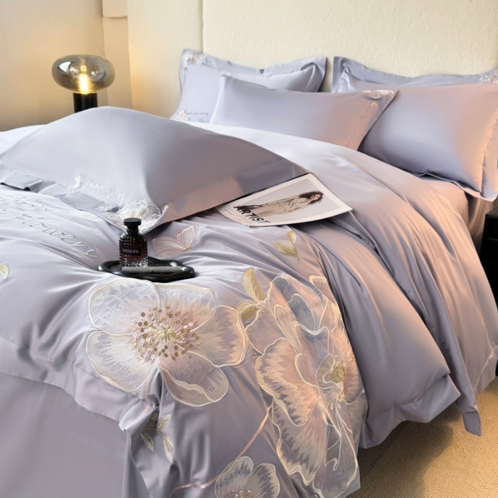 91家纺网 家纺一手货源 找家纺 （总）2026新款全棉纯棉长绒棉刺绣轻奢四件套系列-罗马