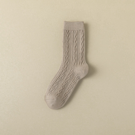 91家纺网 家纺一手货源 找家纺 （总）良品汇馆 2024【女士麻花长袜】日式无印中筒袜子女秋冬良品纯色棉袜棉底袜女士无骨加厚麻花长袜