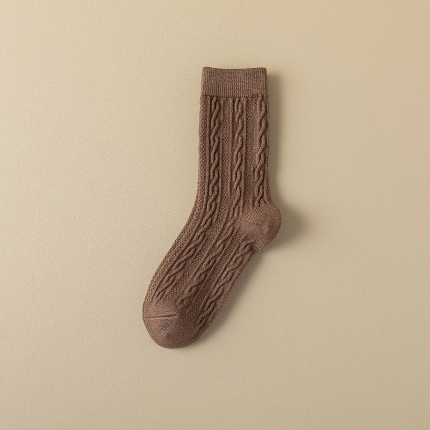 91家纺网 家纺一手货源 找家纺 （总）良品汇馆 2024【女士麻花长袜】日式无印中筒袜子女秋冬良品纯色棉袜棉底袜女士无骨加厚麻花长袜