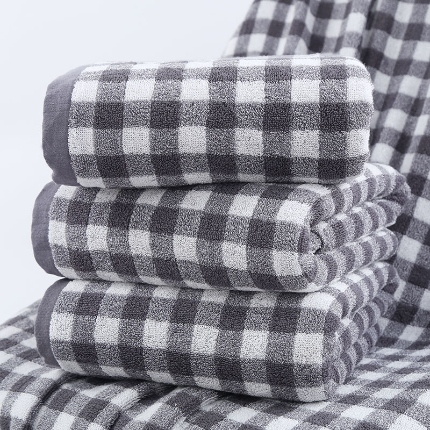 91家纺网 家纺一手货源 找家纺 【小格纹毛巾浴巾】格纹毛巾全棉毛巾格子浴巾