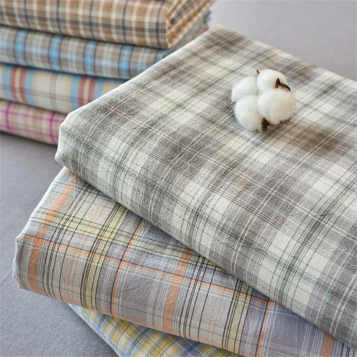 91家纺网 家纺一手货源 找家纺 （总）兰紫橙家纺 2026新款全棉水洗棉印花格子四件套 单被套 床单款 床笠款 ---全尺寸