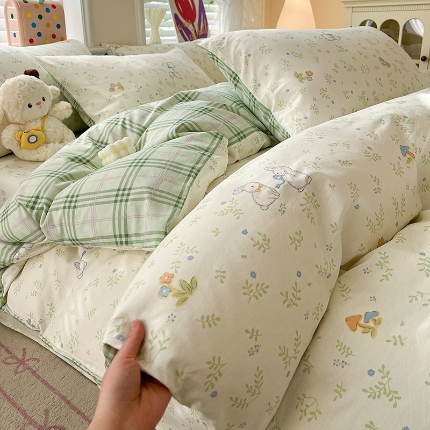 91家纺网 家纺一手货源 找家纺 （总）2026春夏新款小清新印花全棉四件套被套多规格