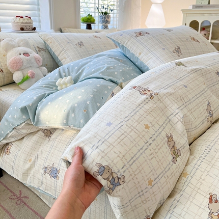 91家纺网 家纺一手货源 找家纺 （总）2026春夏新款小清新印花全棉四件套被套多规格