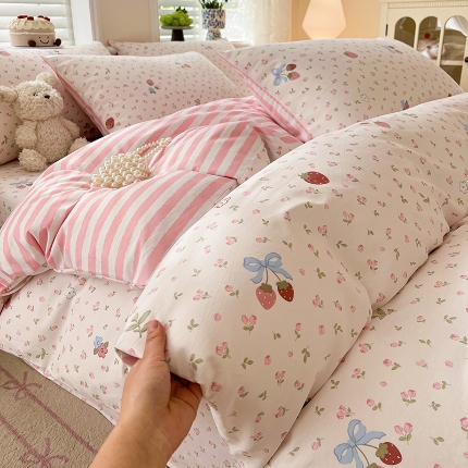 91家纺网 家纺一手货源 找家纺 （总）2026春夏新款小清新印花全棉四件套被套多规格