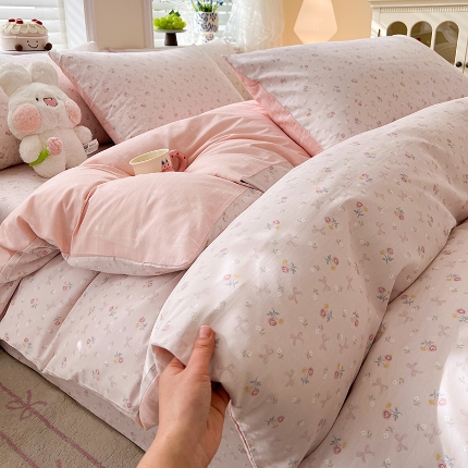 91家纺网 家纺一手货源 找家纺 （总）2026春夏新款小清新印花全棉四件套被套多规格