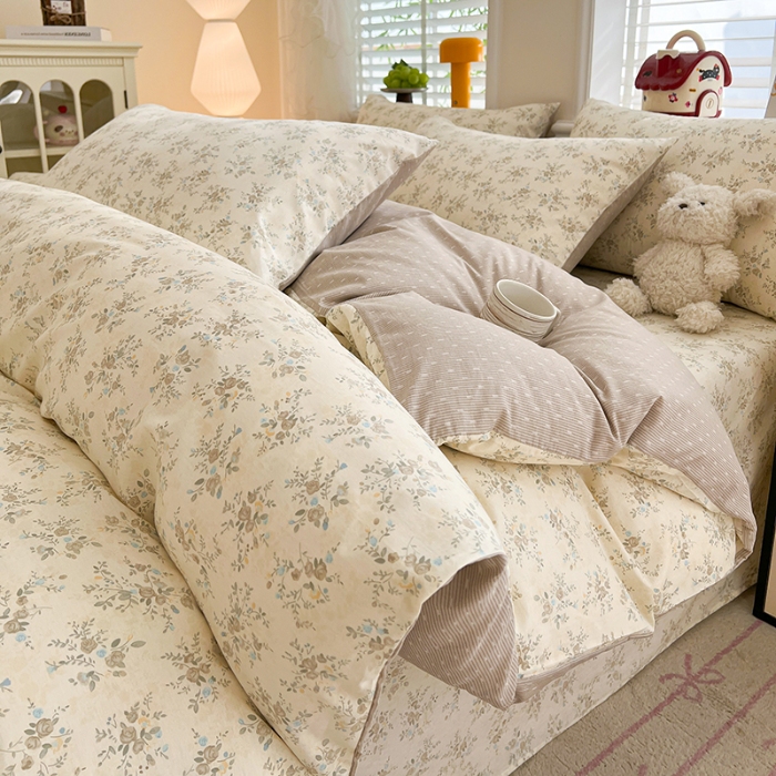 91家纺网 家纺一手货源 找家纺 （总）2026春夏新款小清新印花全棉四件套被套多规格