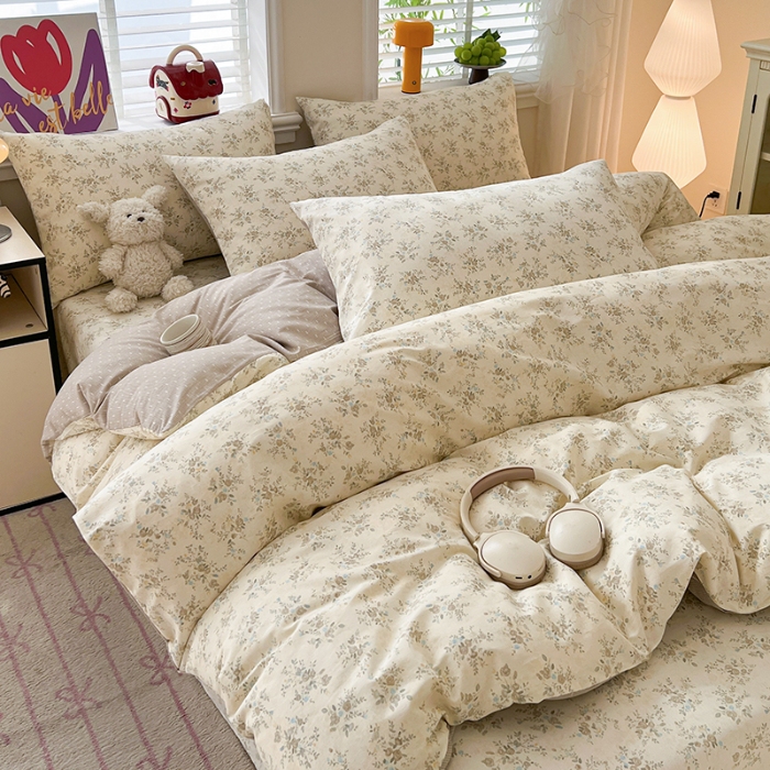 91家纺网 家纺一手货源 找家纺 （总）2026春夏新款小清新印花全棉四件套被套多规格