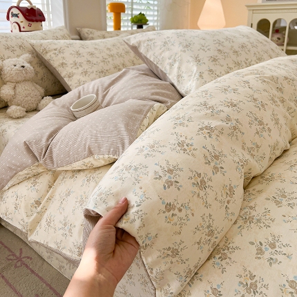 91家纺网 家纺一手货源 找家纺 （总） 2024新款13372小清新ins风全棉四件套提供买家秀