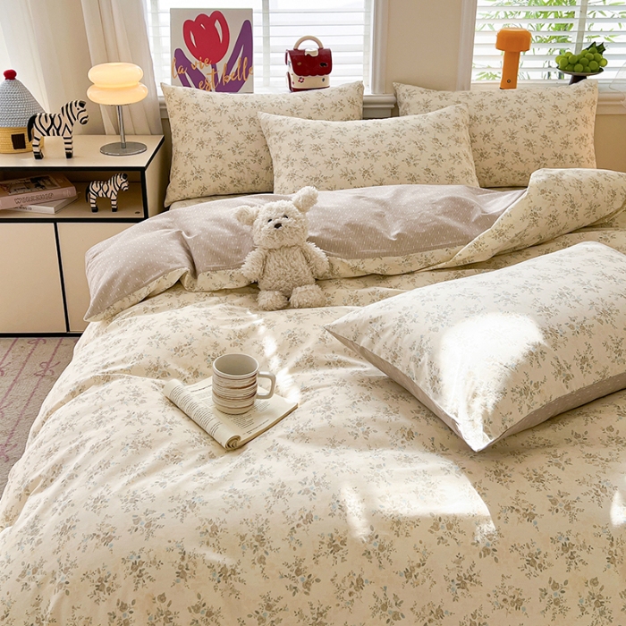 91家纺网 家纺一手货源 找家纺 （总）2026春夏新款小清新印花全棉四件套被套多规格