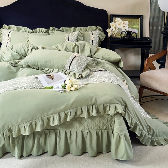 91家纺网 家纺一手货源 找家纺 （总）乐朵家居 2026春夏 赛琳 全棉磨毛 床单款夹棉床盖四件套