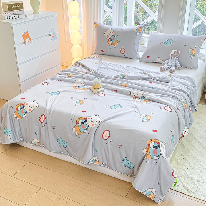 91家纺网 家纺一手货源 找家纺 延遥2025年新款凉感丝夏被大豆纤维填充针织棉空调被学生宿舍夏凉被 沁园花语