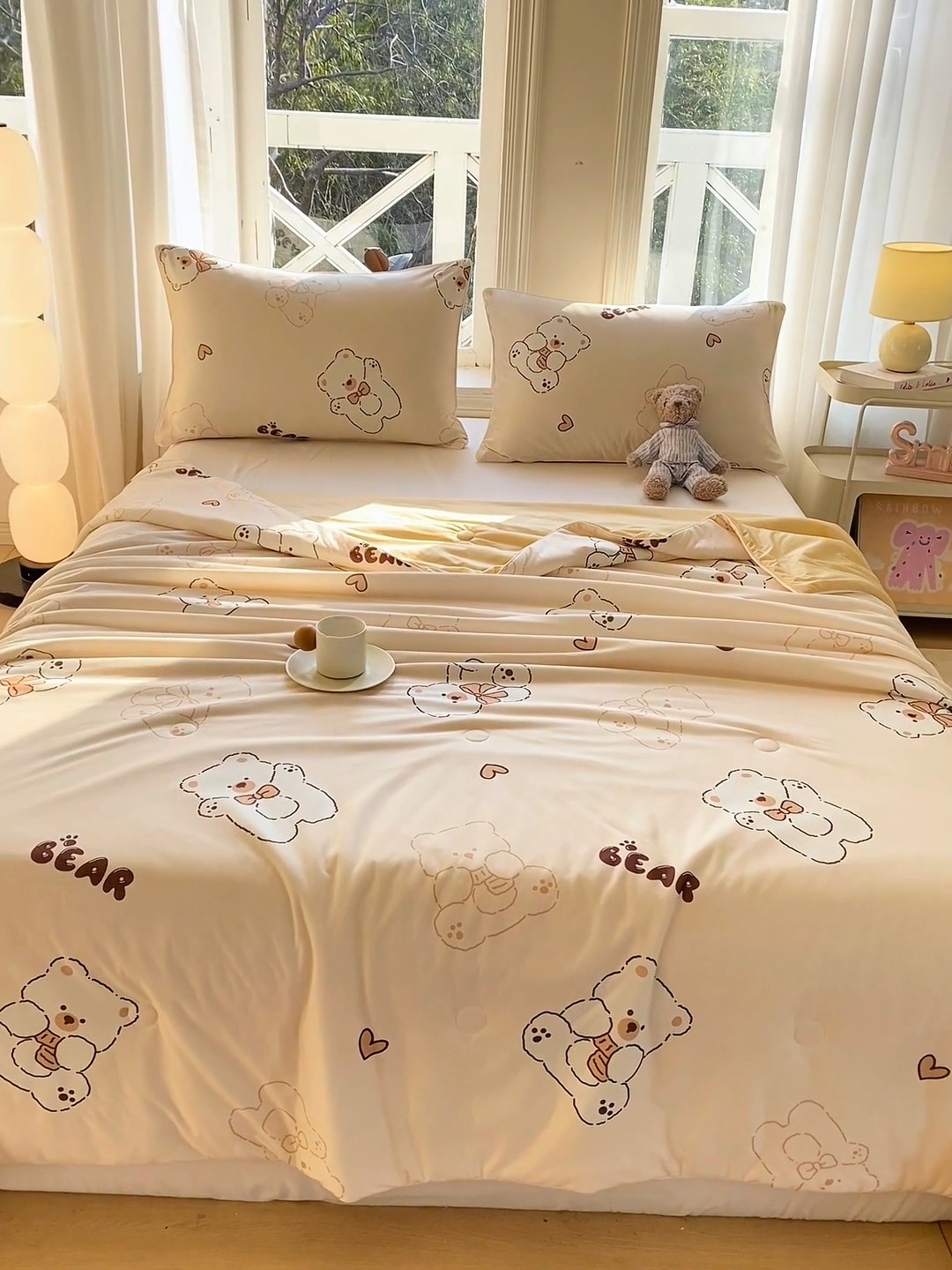 91家纺网 家纺一手货源 找家纺 延遥2025年新款凉感丝夏被大豆纤维填充针织棉空调被学生宿舍夏凉被 比利小熊