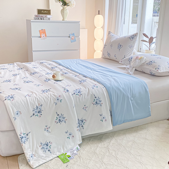 91家纺网 家纺一手货源 找家纺 延遥2025年新款凉感丝夏被大豆纤维填充针织棉空调被学生宿舍夏凉被 清风明月