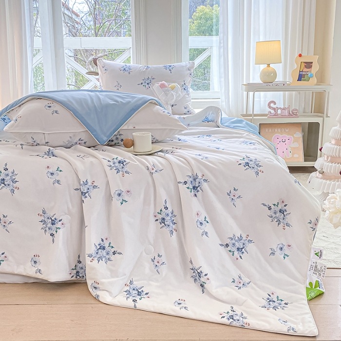 91家纺网 家纺一手货源 找家纺 延遥2025年新款凉感丝夏被大豆纤维填充针织棉空调被学生宿舍夏凉被 清风明月