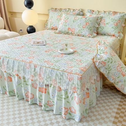 91家纺网 家纺一手货源 找家纺 （总）2026云朵棉多功能全夹棉印花床裙四件套 夹棉被套空调被蕾丝花边夹棉床裙夏凉被三件套夏季薄被子