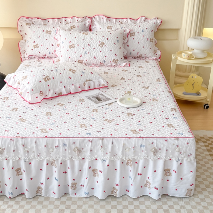 91家纺网 家纺一手货源 找家纺 （总）2026云朵棉多功能全夹棉印花床裙四件套 夹棉被套空调被蕾丝花边夹棉床裙夏凉被三件套夏季薄被子