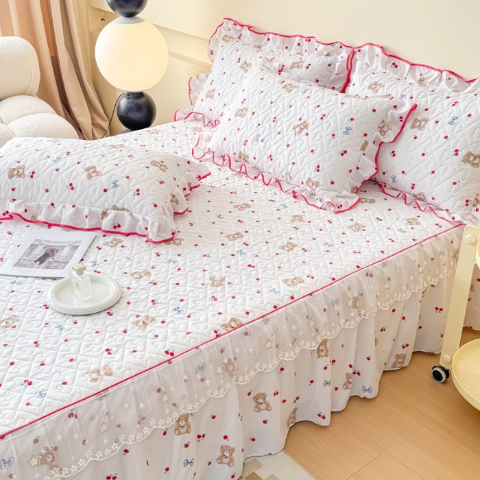 91家纺网 家纺一手货源 找家纺 （总）2026云朵棉多功能全夹棉印花床裙四件套 夹棉被套空调被蕾丝花边夹棉床裙夏凉被三件套夏季薄被子