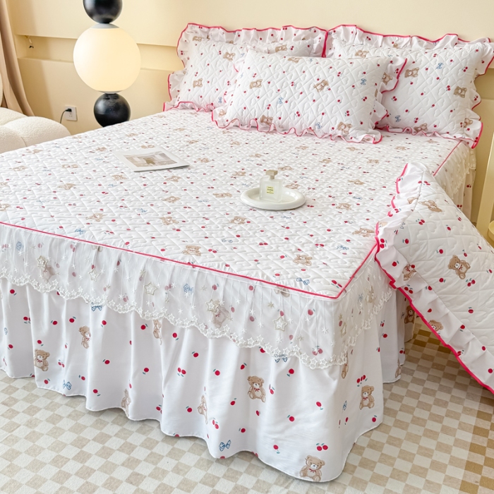 91家纺网 家纺一手货源 找家纺 （总）2026云朵棉多功能全夹棉印花床裙四件套 夹棉被套空调被蕾丝花边夹棉床裙夏凉被三件套夏季薄被子