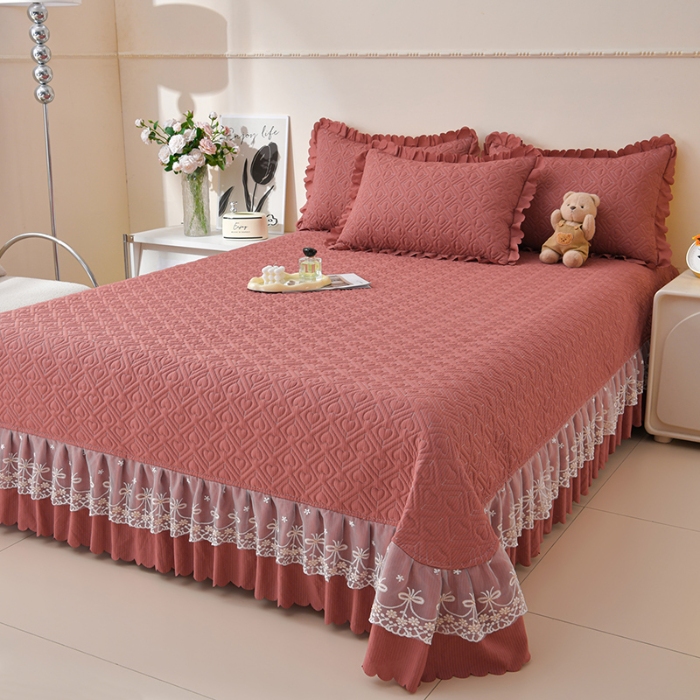 91家纺网 家纺一手货源 找家纺 （总）三友家纺 纯色有氧提花水洗泡泡棉麻床盖四件套 爱恋（被套款 夏被款）