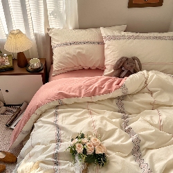 91家纺网 家纺一手货源 找家纺 （总）艾咪-Amy ntmy 2026新款法式复古风全棉纯棉色织提花四件套-繁花,繁花粉,繁花绿,繁花驼,繁花咖