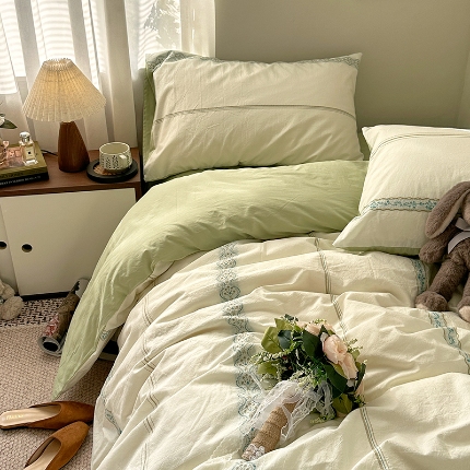 艾咪-Amy ntmy 2026新款法式复古风全棉纯棉色织提花四件套-繁花 繁花绿