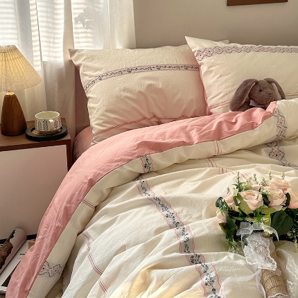 艾咪-Amy ntmy 2026新款法式复古风全棉纯棉色织提花四件套-繁花 繁花粉