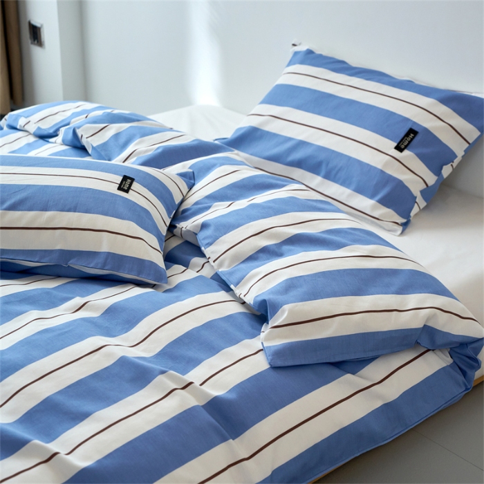 91家纺网 家纺一手货源 找家纺 （总）兰紫橙家纺 2026新款简约风全棉条纹四件套 单品被套