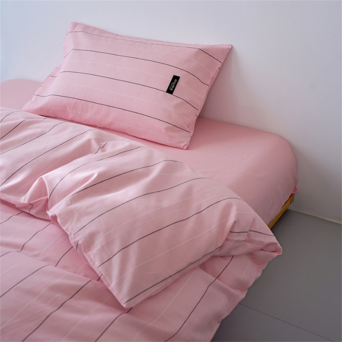 91家纺网 家纺一手货源 找家纺 （总）兰紫橙家纺 2026新款简约风全棉条纹四件套 单品被套