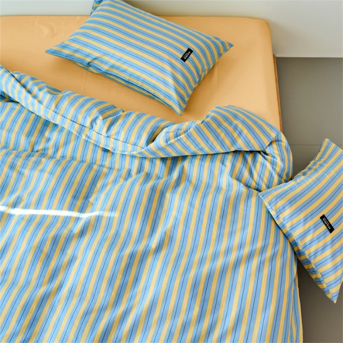 91家纺网 家纺一手货源 找家纺 （总）兰紫橙家纺 2026新款简约风全棉条纹四件套 单品被套