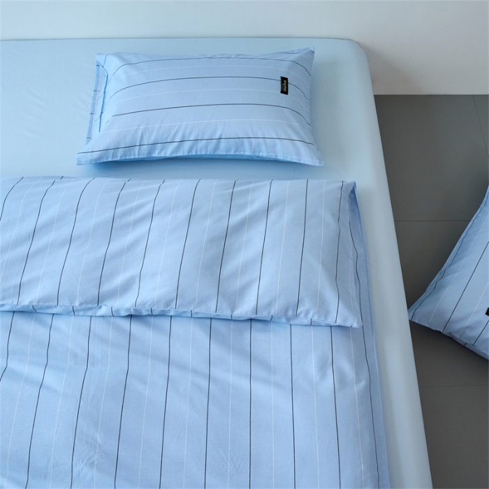 91家纺网 家纺一手货源 找家纺 （总）兰紫橙家纺 2026新款简约风全棉条纹四件套 单品被套