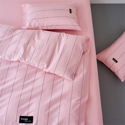 91家纺网 家纺一手货源 找家纺 （总）兰紫橙家纺 2026新款简约风全棉条纹四件套 单品被套