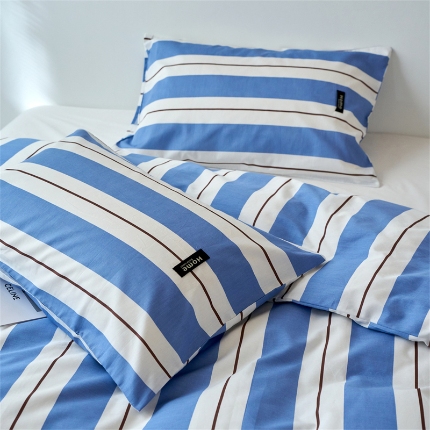 91家纺网 家纺一手货源 找家纺 （总）兰紫橙家纺 2026新款简约风全棉条纹四件套 单品被套